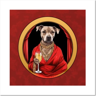 Staffy And Wine Posters and Art